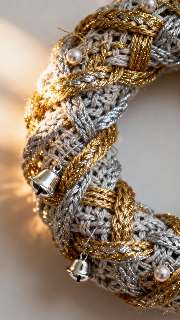 elegant metallic crochet wreath