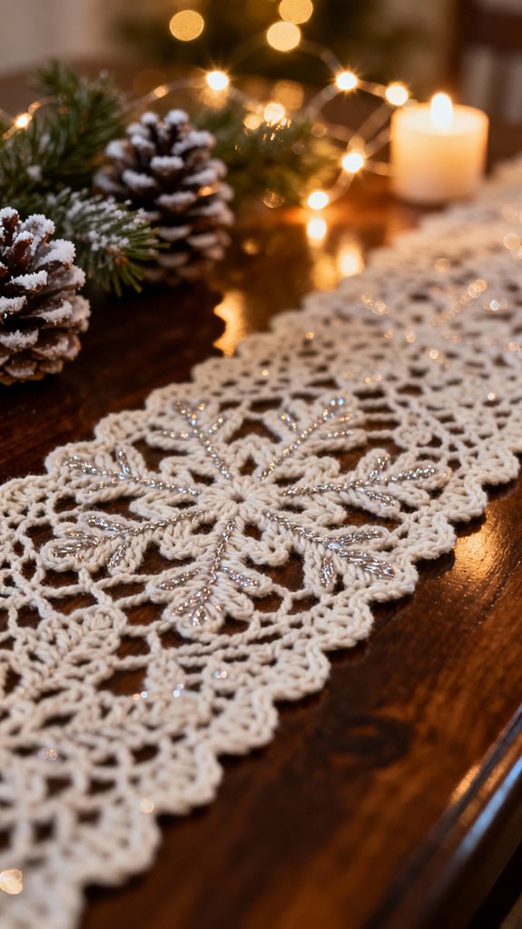 elegant snowflake table runner