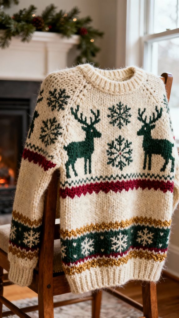 fair isle crochet reindeer sweater