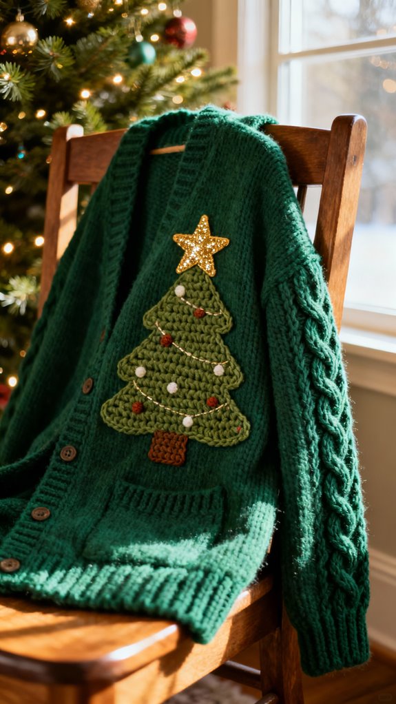 festive christmas tree cardigan