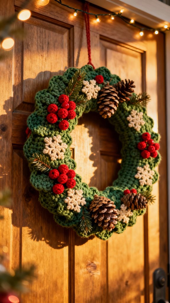 festive crochet wreath decoration