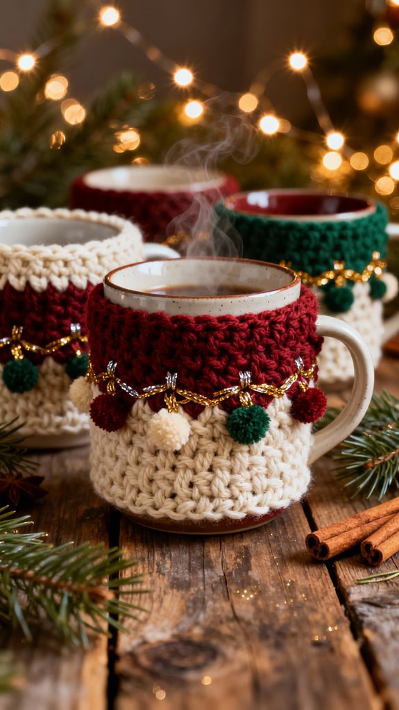 festive handmade mug cozies