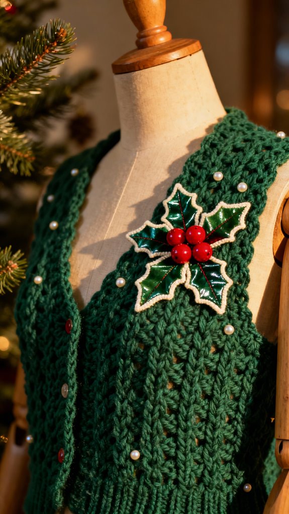 festive holly appliqu vest