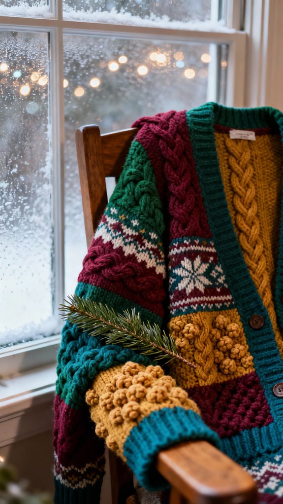 festive patchwork cardigan creation