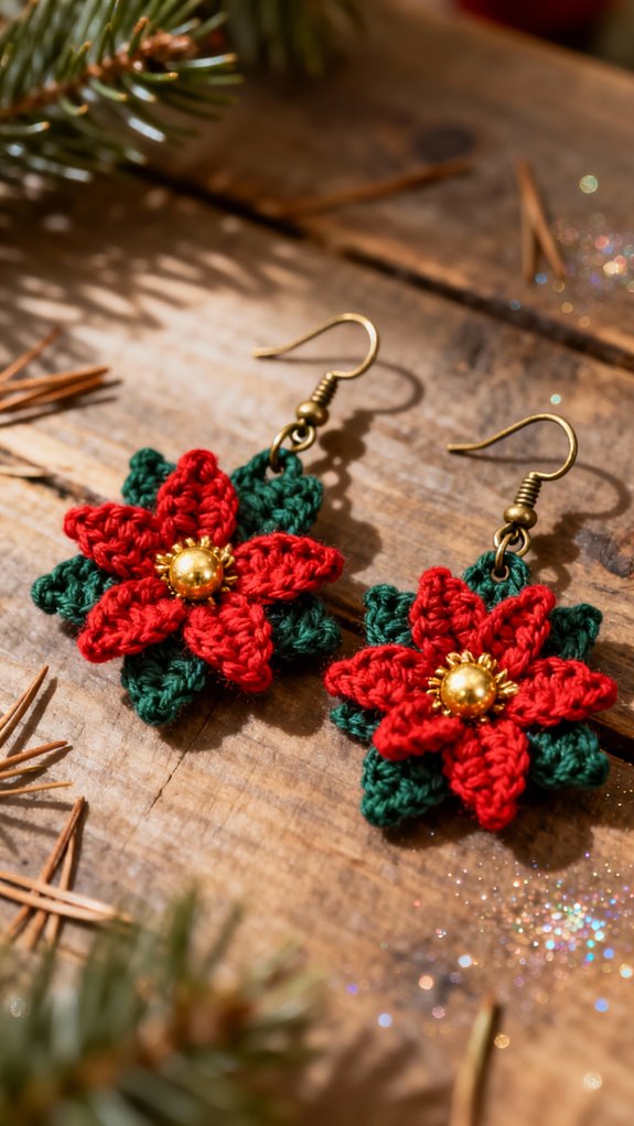 festive poinsettia flower earrings