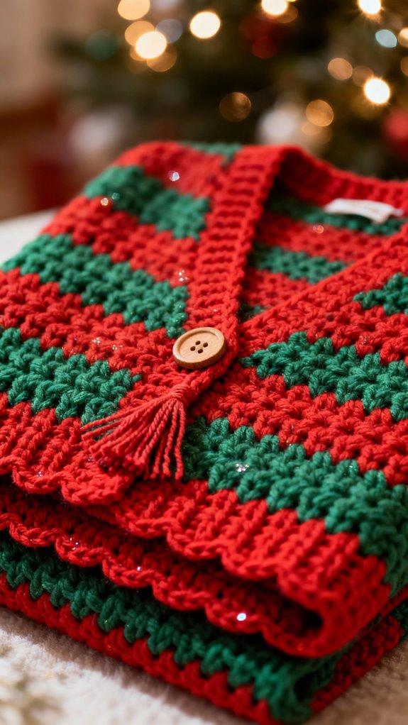 festive striped cardigan design