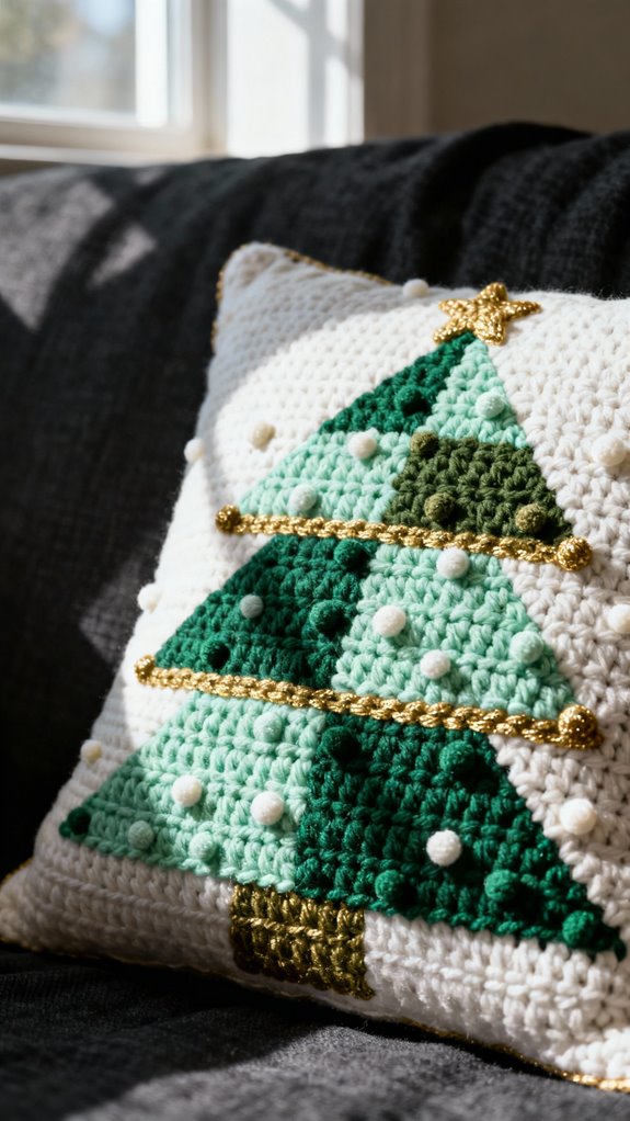 geometric christmas tree pillow