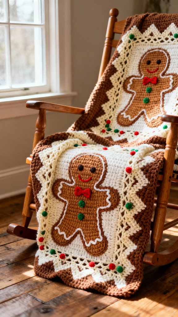 gingerbread motif crochet blanket