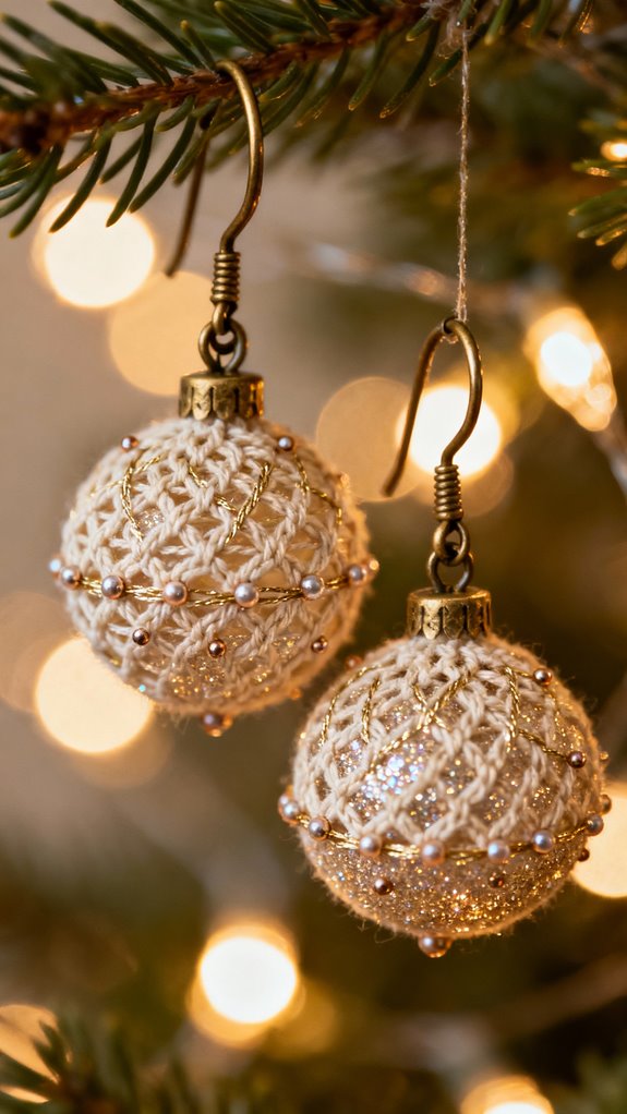 glittery holiday ornament earrings