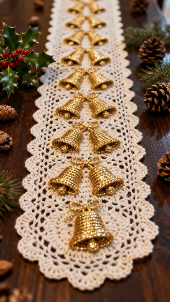 golden metallic bell motifs