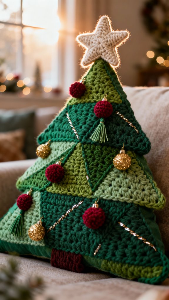 granny square christmas pillow