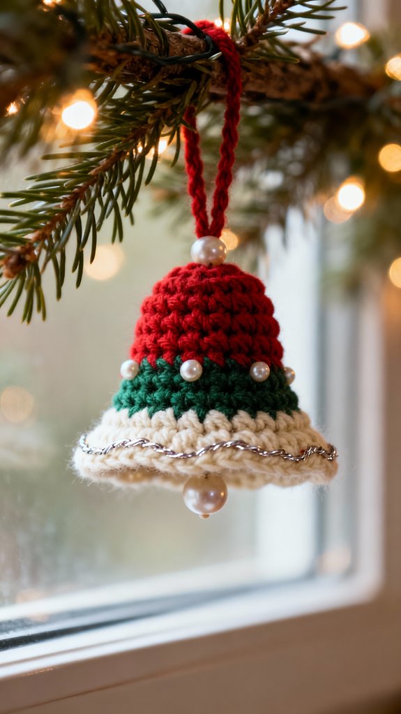 handmade crocheted christmas bells