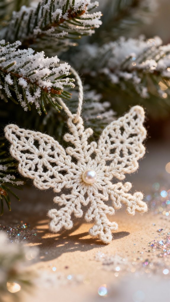 intricate crocheted snowflake angel