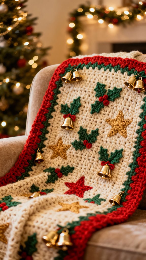 jingle bell decorative throw