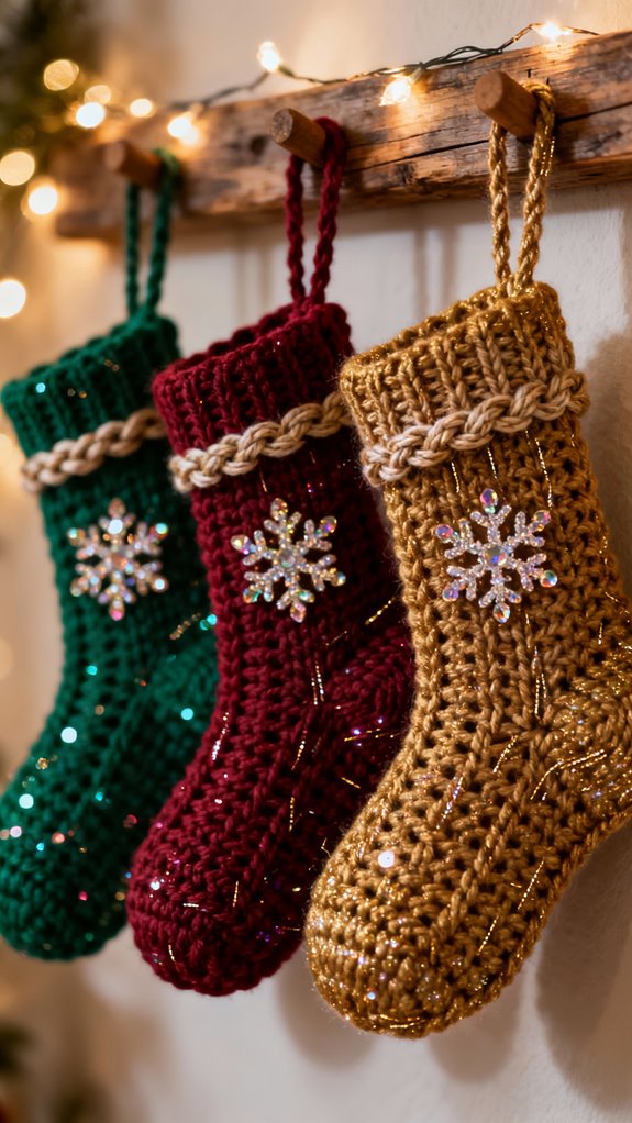metallic yarn festive stockings