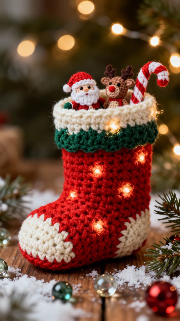 miniature christmas stocking amigurumi