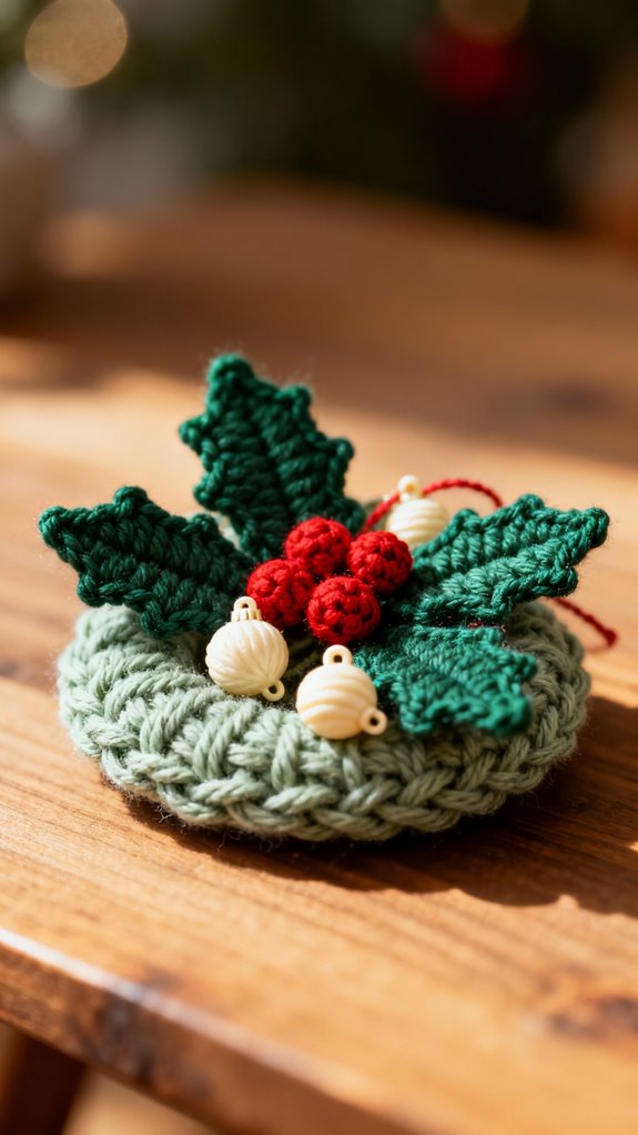 miniature crochet ornament wreath