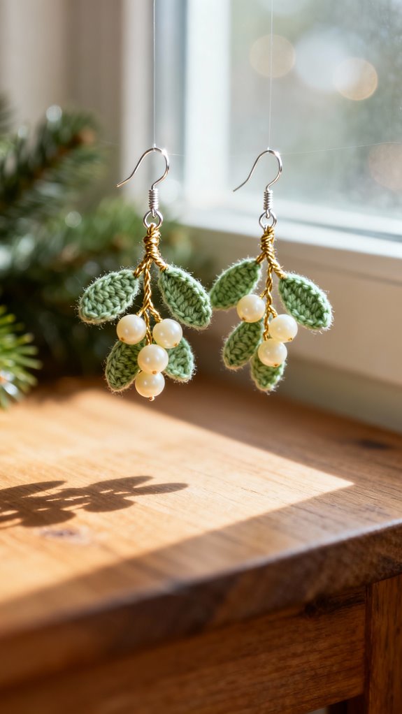 mistletoe earrings with beads