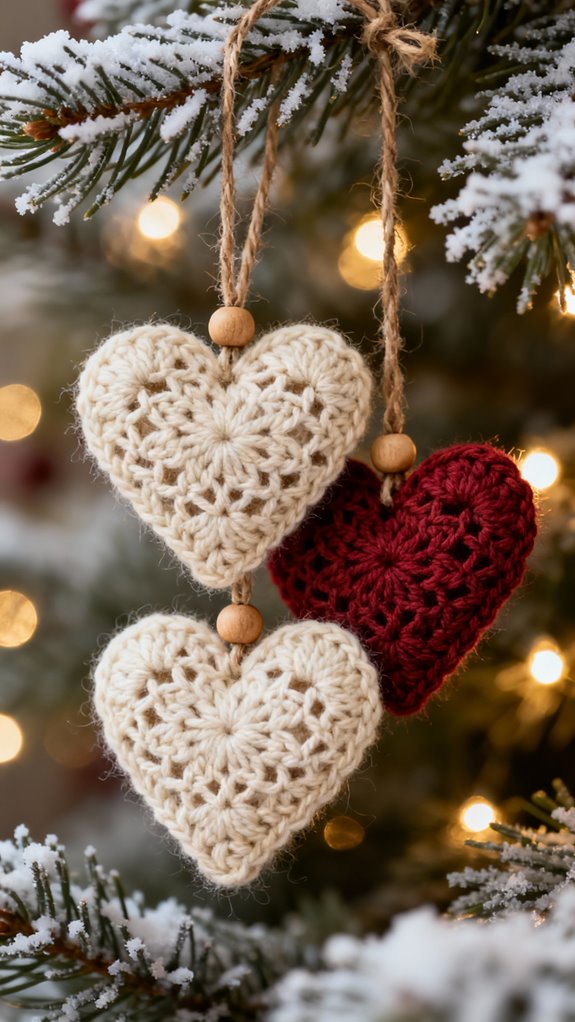 nordic crochet heart ornaments
