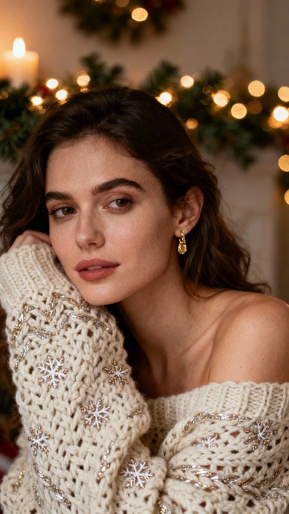 off shoulder festive pullover design