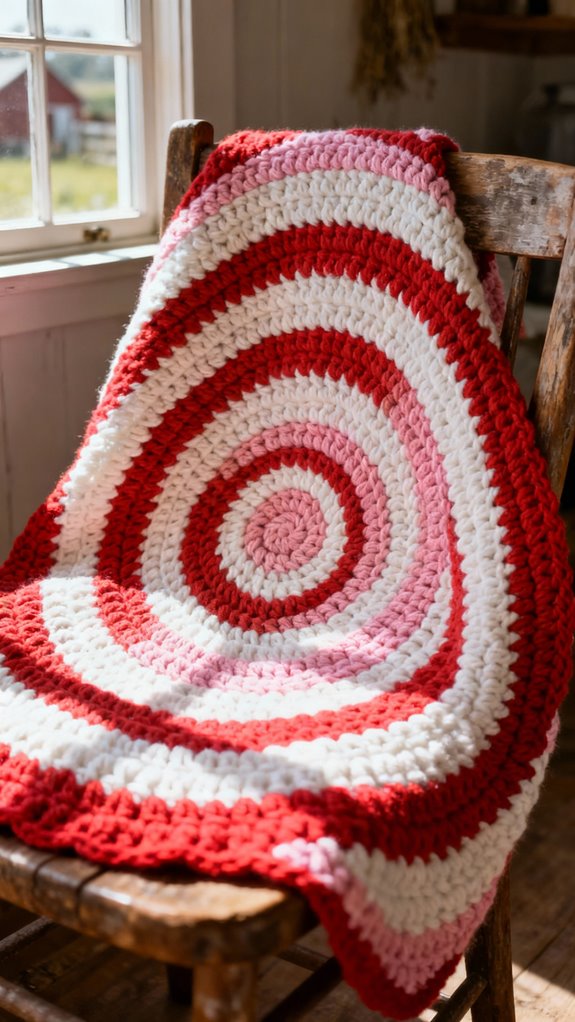 peppermint candy crochet blanket