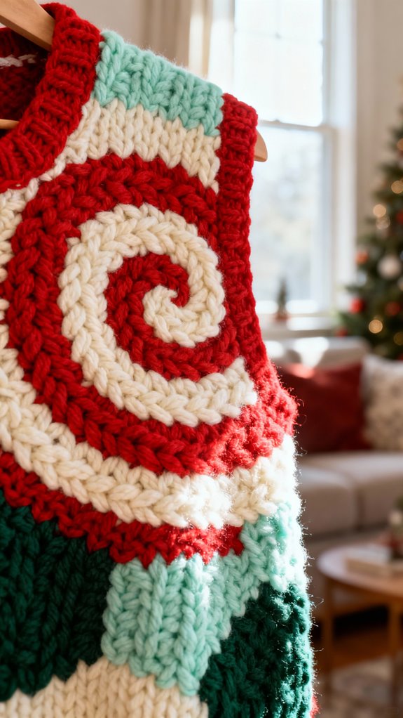peppermint striped colorblock vest