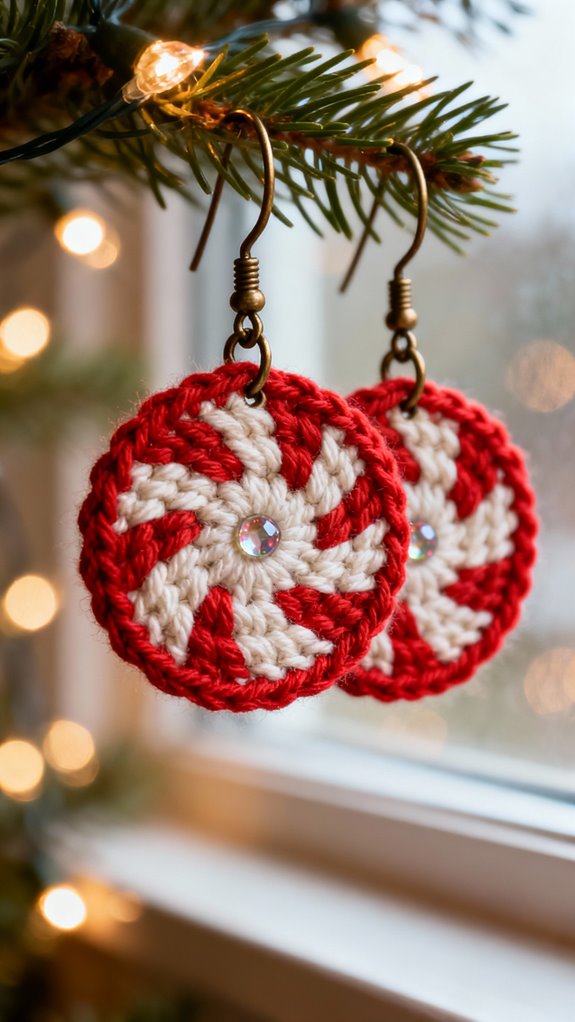 peppermint swirl crochet earrings