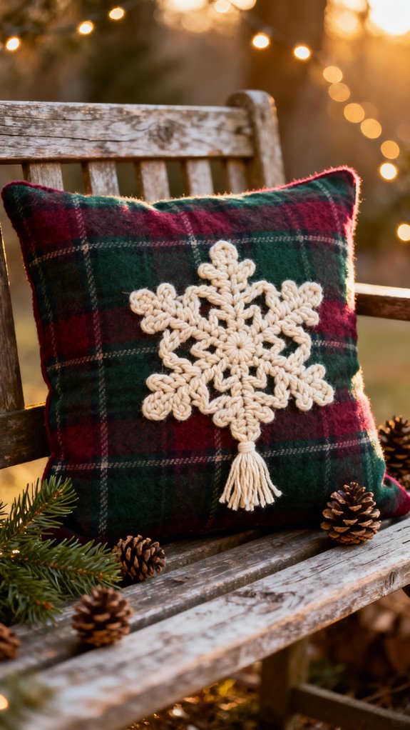 plaid crochet pillow design