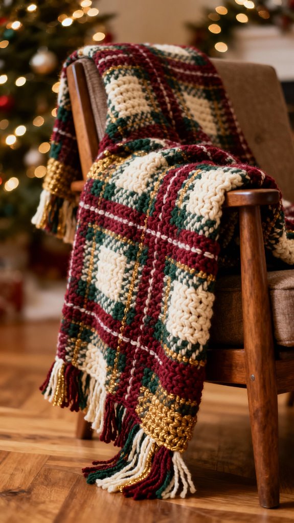 plaid pattern crochet blanket