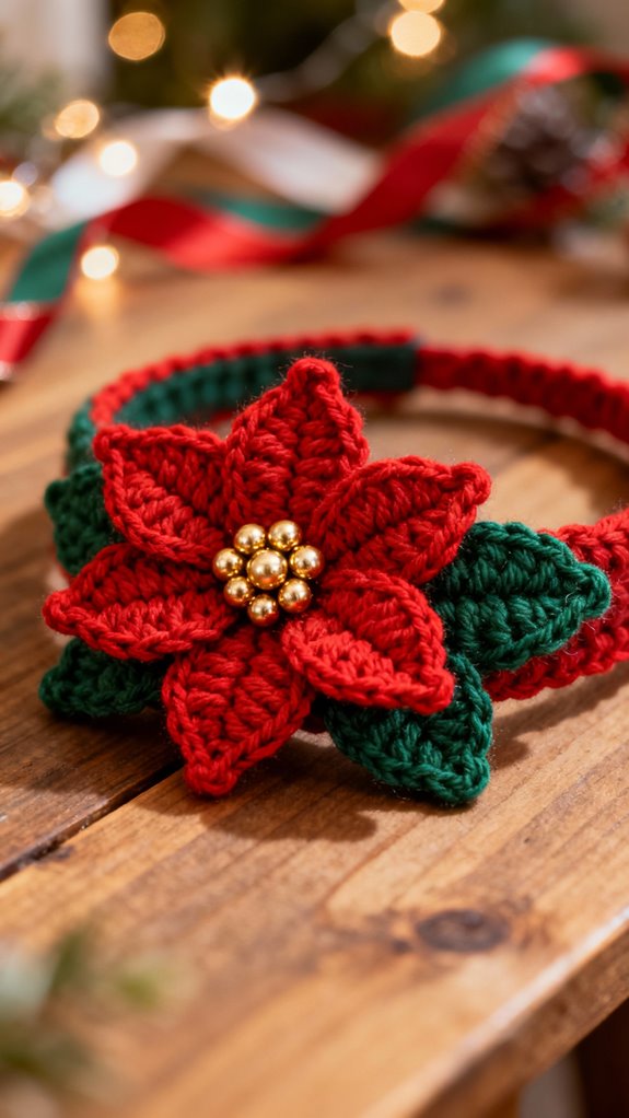 poinsettia headband crochet pattern