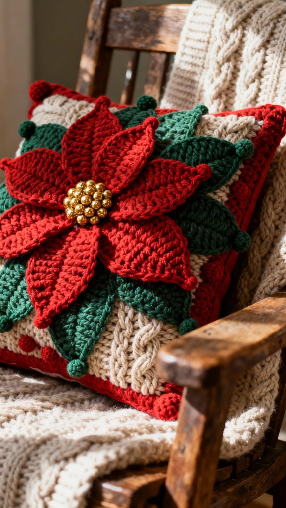 poinsettia pillow holiday decor
