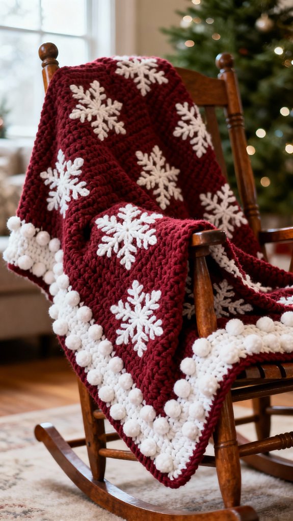 red and white snowflake afghan