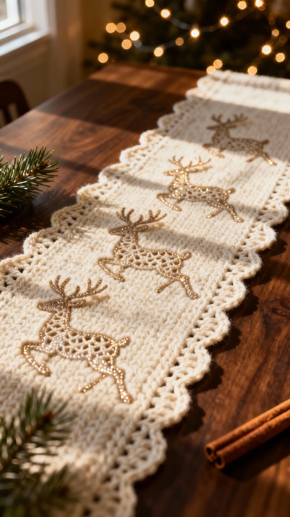 reindeer silhouette crochet runner