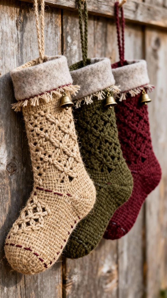 rustic crochet christmas stockings