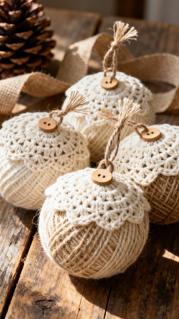 rustic jute cream bauble
