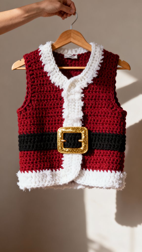 santa themed crochet vest
