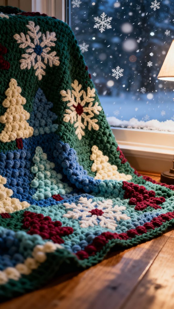 snowy night c2c blanket