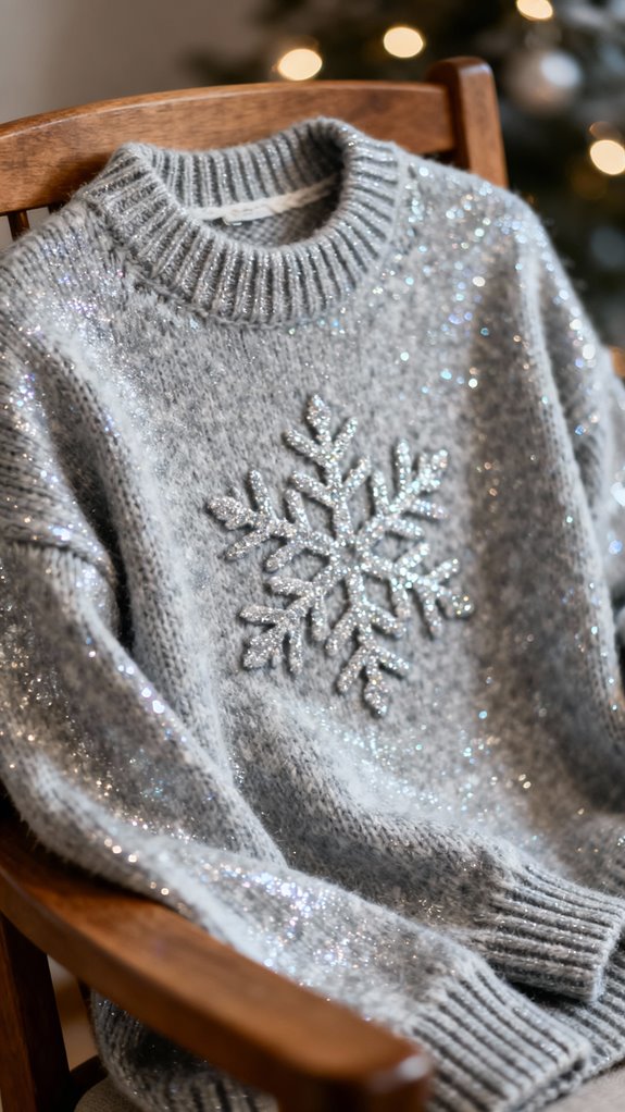 sparkly silver snowflake pullover
