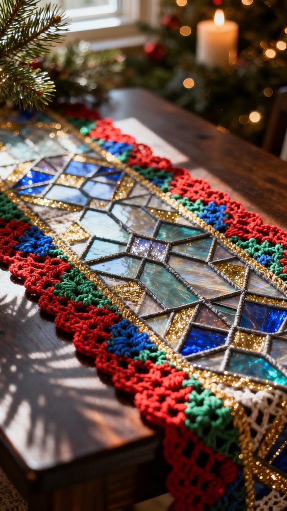 stained glass crochet runner