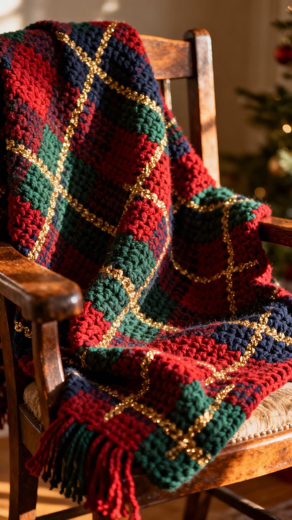 tartan plaid crochet afghan