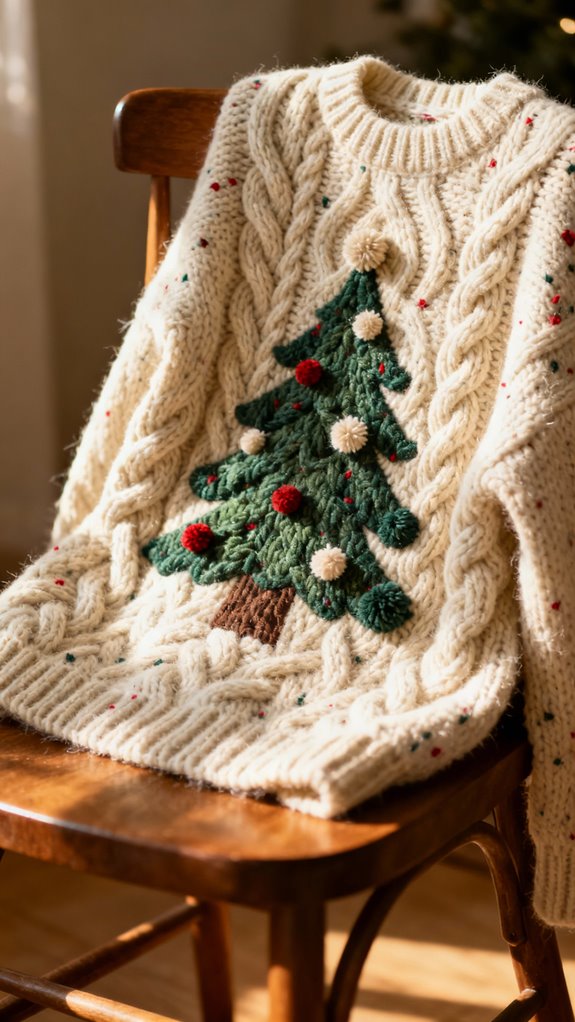 textured christmas tree sweater