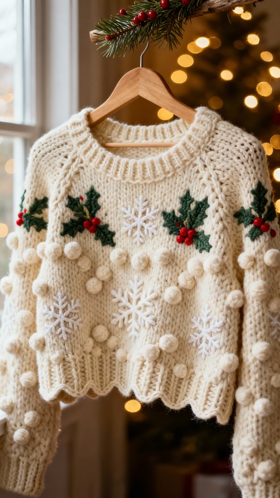 trendy cropped christmas sweater