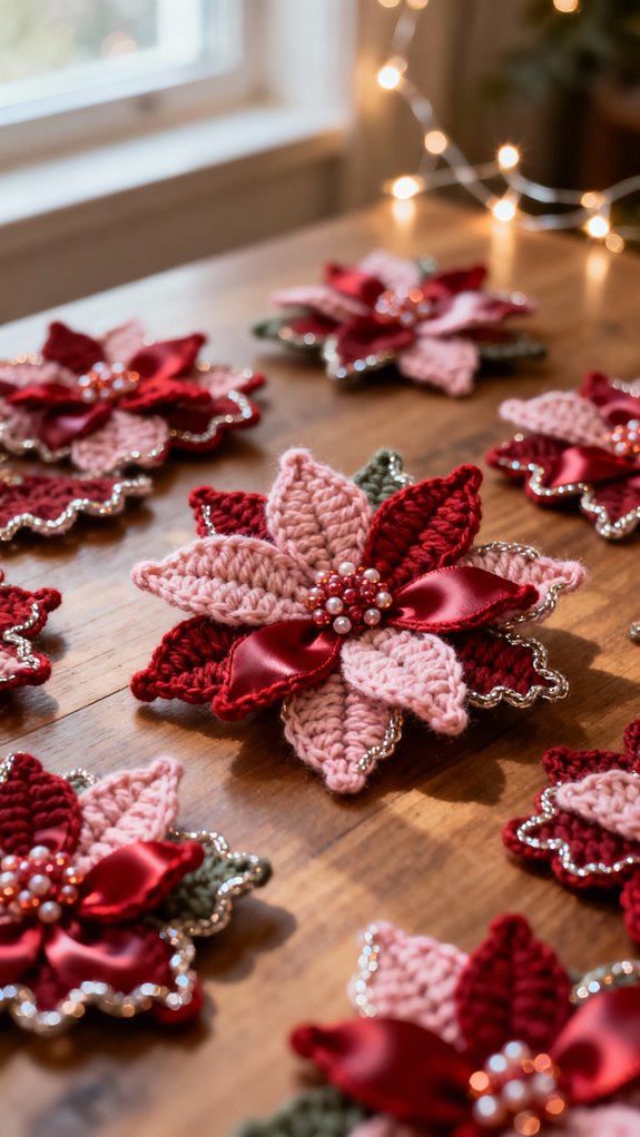 vibrant crochet poinsettia appliqu s