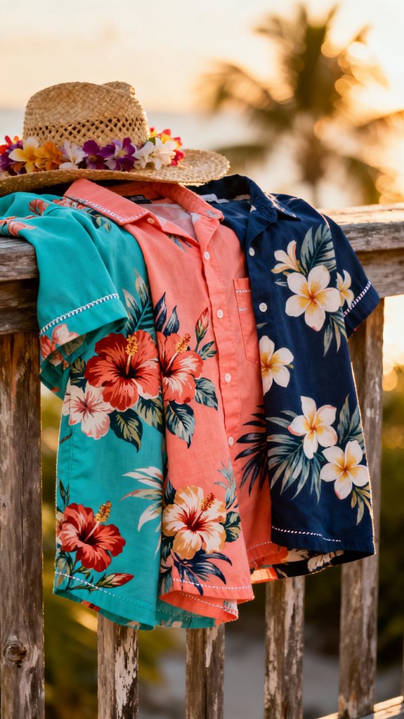 vibrant tropical luau shirts