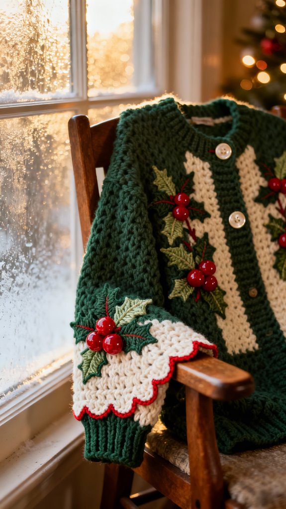 vintage cardigan with holly