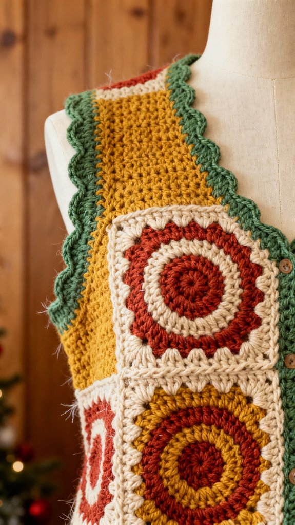 vintage colorful granny vest