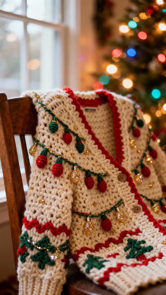 whimsical christmas lights cardigan