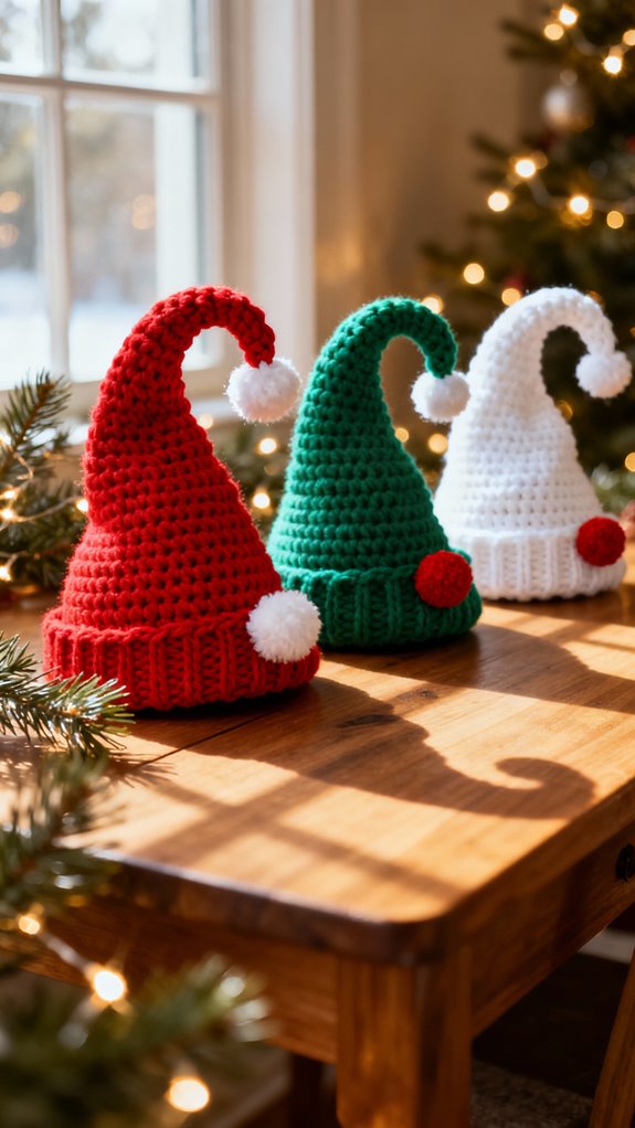 whimsical crochet elf hats