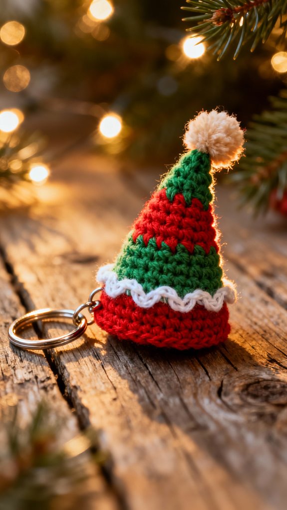 whimsical elf hat keychain