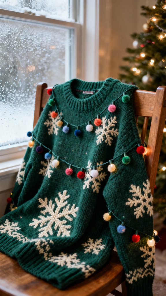 whimsical holiday lights pullover